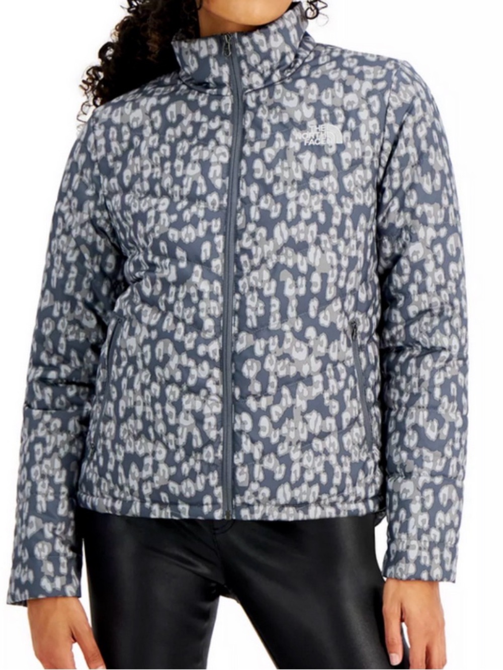 The North Face Women's Gray Leopard-Print Puffer Jacket